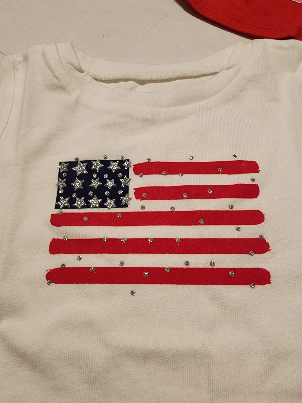 jumping beans Red & White Short Sleeve Tees with Star and Flag Prints - Picture 2 of 6